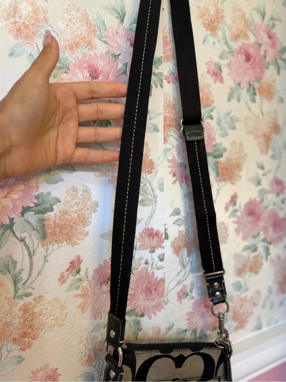 Y2kCoach Black & Khaki Signature Crossbody Bag